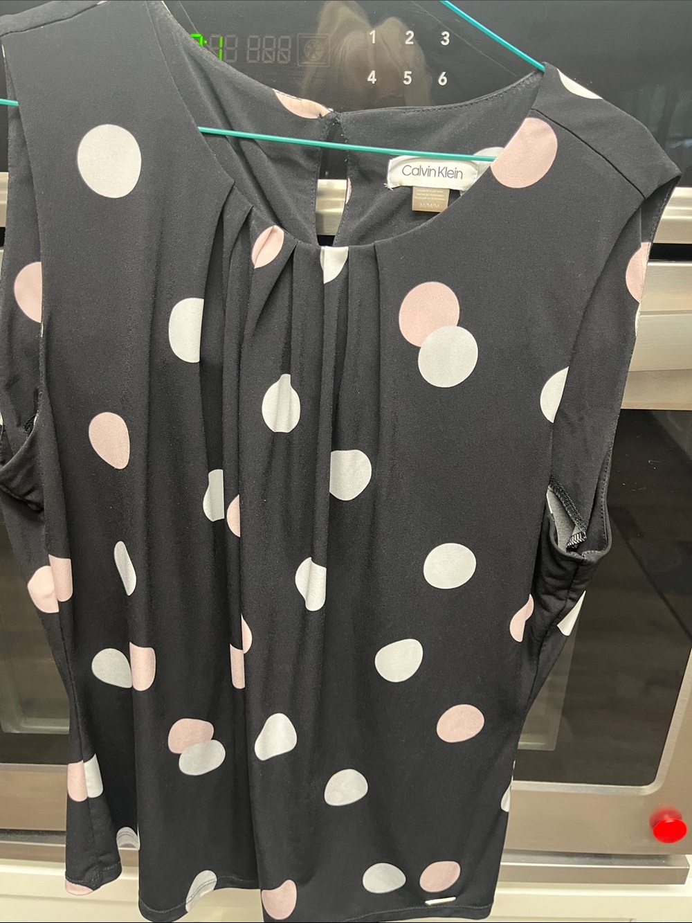 Calvin Klein Black Sleeveless Polka DotTop